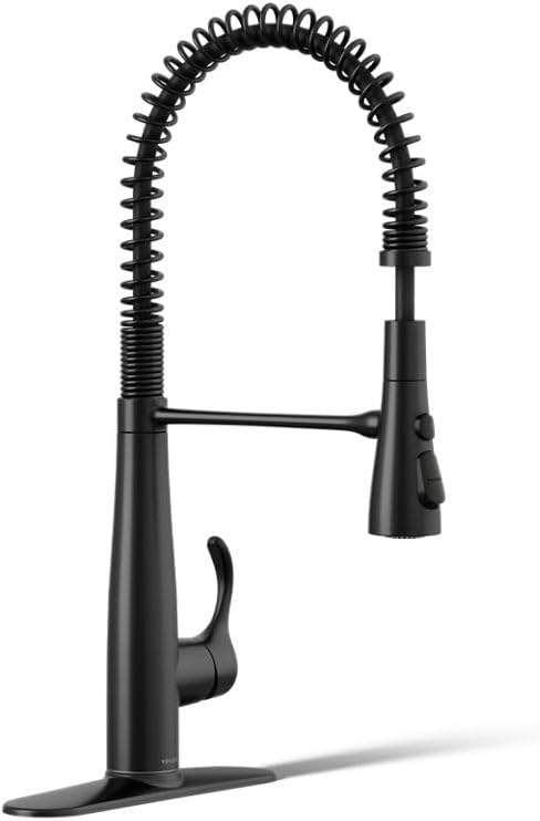 22033-BL Simplice Semi Professional Kitchen Sink Faucet, Three Function Sprayhead, Commercial Faucet, Matte Black