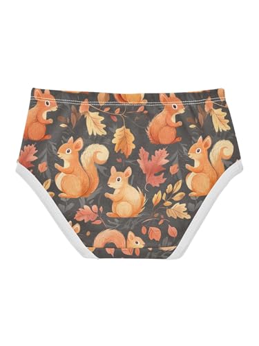 ZZKKO Orange Fall Squirrels Leaves Girls Underwear Toddler Panties for Girls Comfort Brief Size 2-8T2