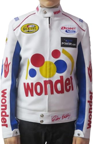 Boy's Ricky Bobby Wonder Halloween Motorcycle Faux Leather Jacket - Ricky Bobby Wonder Moto Biker Faux Jacket