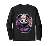 Lindo panda ninja con flores arte marcial floral bebé panera Manga Larga