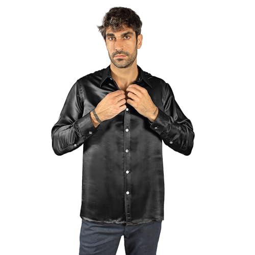 Luxury Artisan Silk Shirt for Men, Washable Pure Natural Silk 27 Mm Long Sleeves