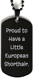 Proud to Have a Little European. Black Dog Tag, European Shorthair Cat Present from Friends, Useful Engraved Pendant Necklace for Cat Lovers