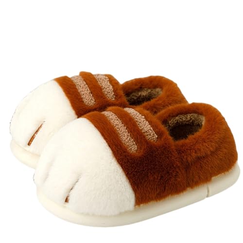Image of Cat Paw Slippers - Unisex Adults & Kids - Beige - Slip-On - Plush & Memory Sponge Interior - Anti-Slip EVA Sole - Washable - Home Slippers