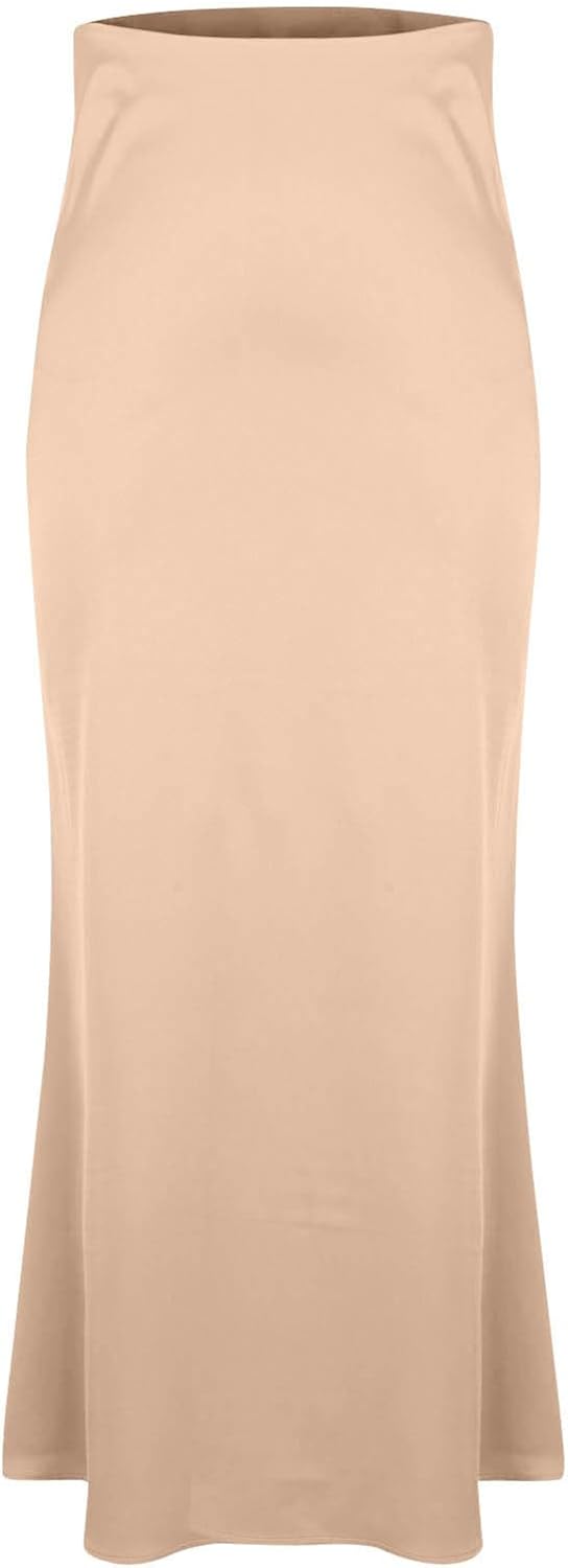 Satin Skirts for Women Holiday Business Casual Silk Maxi Skirt Flowy Elegant High Waist A-Line Cocktail Party Outfits - Image 5