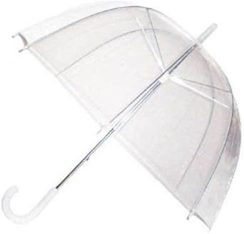 Large Clear Dome See Through Umbrella Handle Transparent Walking Brolly Ladies