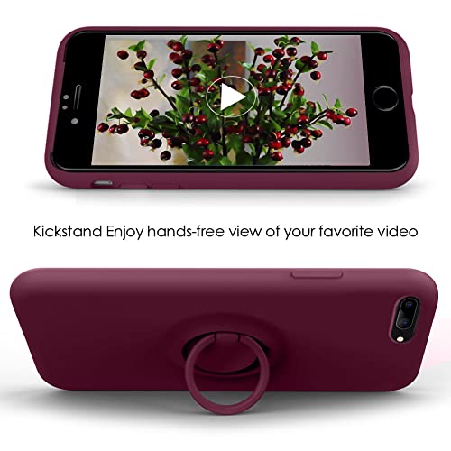Mocca For Iphone 7 Plus Case, Iphone 8 Plus Case 5.5 Inch With Ring Kickstand | Super Soft Microfiber Lining Anti-Scratch | Full-Body Shockproof Protective Case For Iphone 7 Plus / 8 Plus - Wine Red #TOP3
