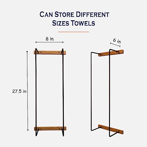 Bridgeshine Bath Towel Rack,Wall Mounted Black Metal Hand Rolled Towels Holder Hanger Bathroom Organizer And Storage Washcloths Bathrobe Blanket Shelf For Cloakroom #TOP5
