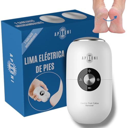 APISONI Lima Electrica Pies Durezas, Limador de Durezas Electrico, Lima Electrica Pies, Removedor de Callos para Pieles Muertas, Duras y Agrietadas, Pulir Callos, Pedicura Profesional