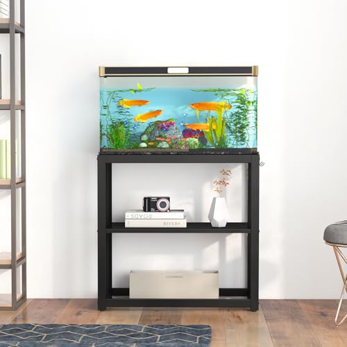 Livofloral 30.7" W x 13" Inch for 20-29 Gallon Long Fish Tank Stand With Storage Shelf, Aquarium Stand With Hooks,Heavy Duty Metal Turtle Reptile Tank Stand, Easy Assemble - Thumbnail 7