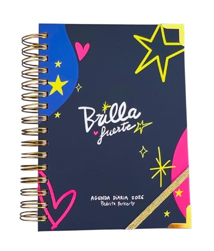 Agenda 2026 Diaria A5 Pedrita Parker - Brilla Fuerte - Agenda Día Página 2026 | Con Ilustraciones, Pegatinas, notas adhesivas y Marcador pvc