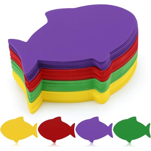 Ireer 48 Pcs Large Foam Fish Cutouts 6 Inch Colorful Fish Shapes Classroom Bulletin Board Decoration Back to School Foam Die Cut for Teachers Crafts DIY Office School Chalkboard Wall Decor