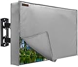 Outdoor TV Cover 52-55 inch, IC ICLOVER 600D Heavy Duty Weatherproof TV Enclosure, Waterproof Zipper Access with Bottom Seal for Outside LED, LCD, OLED Flat Screen TVs, Size: 52