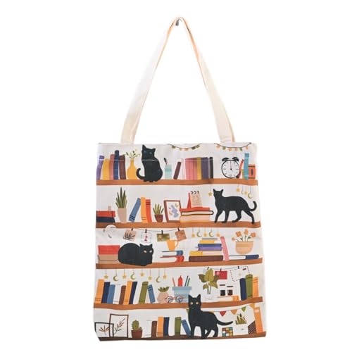 Imagen de Kaiyzo Bolsa Tela con Bolsillo Interior Tote Bag Personalizada Duffle Bag Mujer con Cremallera Bolsa de Compra Estampada Regalo para Amantes de los Gatos