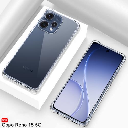 Image of TheGiftKart Crystal Clear Back Cover Case for Oppo Reno 15 5G | Shockproof Soft TPU Case | Cushioned Edges for Ultimate Protection Back Cover Case for Oppo Reno 15 5G (TPU, Transparent)