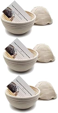 ABeauty 3 Pack 5 Inch Bread Proofing Baskets Small Banneton Brotform for Bread and 225g Dough Natural Rattan Sourdough Proving Basket