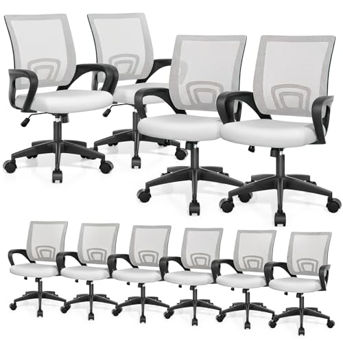 Image of Magshion Ergonomic Office Chairs 10 Pack, Mid-Back Mesh Desk Chair, White