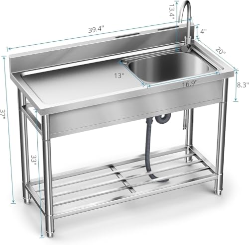 Image of Stainless Steel Sink, Kitchen Sink with Countertop Workstation