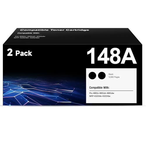 148A Toner Cartridges (2-Pack) Compatible Replacement for HP 148A 148X W1480A W1480X Toner Cartridge Black with HP Pro MFP 4101fdw 4101fdn 4001dw 4001dn 4001n Printer