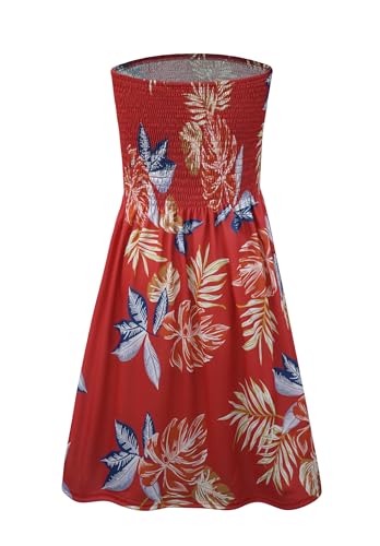 Image of Zyyfly Summer Strapless Dress for Women Tube Top Sundress Casual Beach Cover Ups