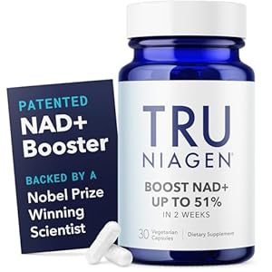 TRU NIAGEN Patented NAD+ Supplement for Anti Aging and Cell Regeneration, 300 mg Niagen, 30 Servings | Supports Cellular Energy, Brain, Muscle | Nicotinamide Riboside (NR) Take 1 Daily | 1 Bottle