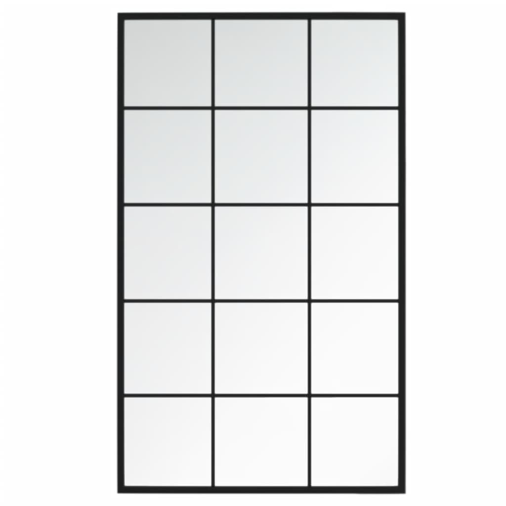 Set di 3 specchi da parete in metallo, 100 x 60 cm, colore nero