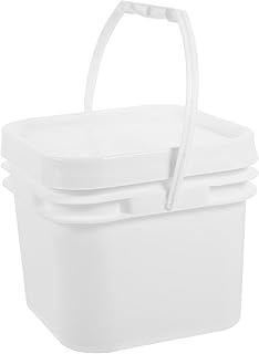 Vaguelly Plastik Farbeimer 2,5 Liter Eckig mit Deckel und Ausgießer für Malerbedarf und Chemikalienaufbewahrung