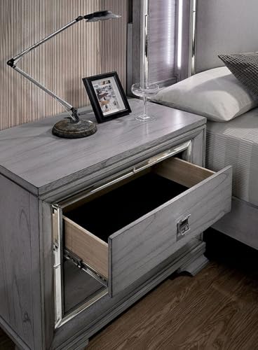 Modern Storage Nightstand with Felt-lined Drawers and Mirror Trim, Bedside
