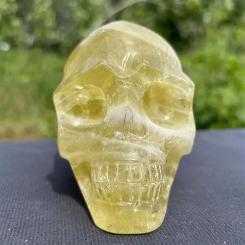Cuarzo amarillo calavera de cristal mineral natural tallada para decoración 4