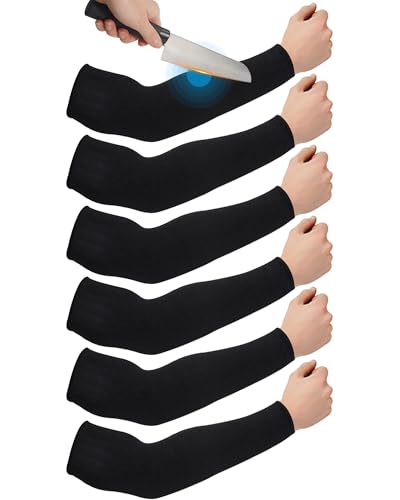 Neer 3 Pairs Cut Resistant Arm Sleeves Level 5 Arm Guard Protectors for Welding Gardening Kitchen Thin Skin Bruising Forearm(XL,Black)