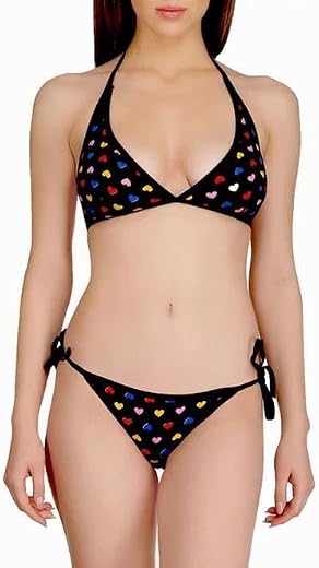 ELEG &amp; STILANCE Women's Leopard Print Two-Piece Bikini Set, Triangle Top with Side-Tie Bottom Beach Honeymoon Lingerie Set...