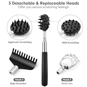 TUKUOS Telescoping Back Scratcher with 4Pcs Detachable Scratching Heads, Gifts for Men Back Scratcher for Men/Dad/Women TUKUOS Telescoping Back Scratcher with 4Pcs Detachable Scratching Heads Gifts for Men Back Scratcher for MenDadWomen