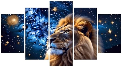 Idée cadeau originale broderie diamant lion grand format pour passionné d'art