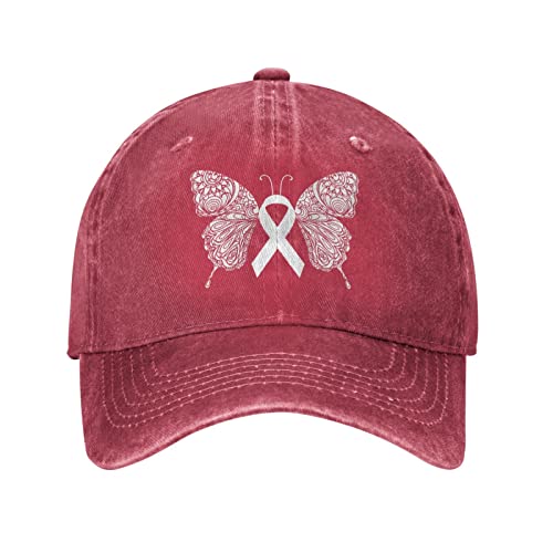 Butterfly Lung Cancer Awareness Retro Sports Denim Cap Adjustable Snapback Casquettes Unisex Plain Baseball Cowboy Hat