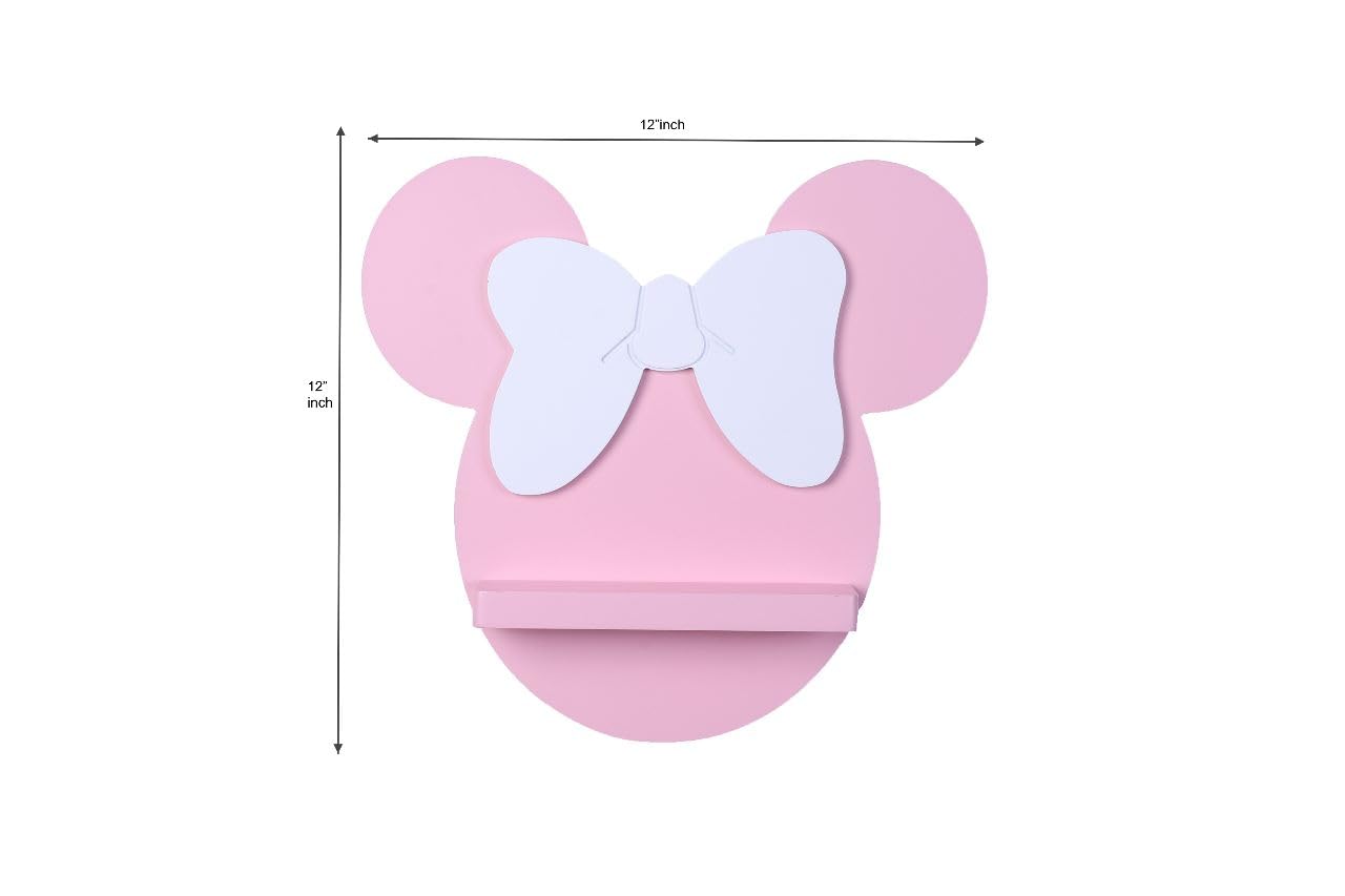 Spaceture Mini Mouse Shaped Kids Room Wall Shelf| Kindergarten Children Shelf|Room Decorative Storage Shelf-Pink Color|Painted with matt finish 2