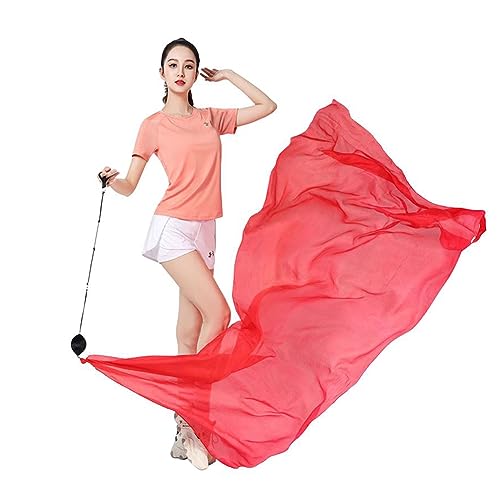 Nimiman 1pcs 2.0x0.9M/78.74"x35.43" Dance Silk Veil Poi Ball Belly Dance Poi Streamer Throw Ball (red)