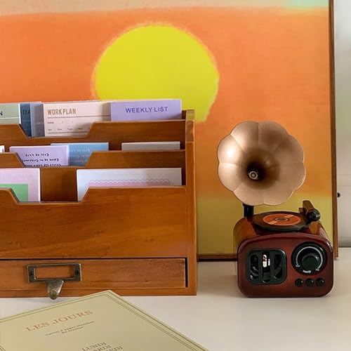 Image of AUGEN Exclusive Music Box Musical 360 rotatable Carousel Children's Wooden Men and Women Birthday Creative Christmas Valentine's Day Gift Home Decoration (Phonograph)