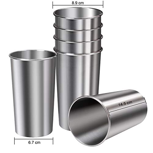 Ruisita 6 Pack 20 Oz Stainless Steel Cups Metal Shatterproof Stackable Pint Drinking Cups For Adults Or Kids (20 Oz/600 Ml) #TOP1