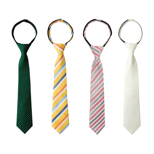 Spring Notion 4-Piece Boy's Woven Pre-tied Zipper Tie Necktie