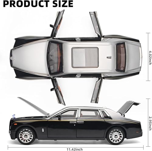 Image of LONGMIRE Rolls Royce Phantom Model Car 1:18 Scale Alloy Metal Pull Back Die-cast Toy Vehicle with Openable Doors Light and Music for Kids and Boys