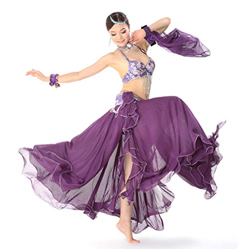 Jupe de danse du ventre avec écharpe sonore et bracelets de cheville assortis - 4