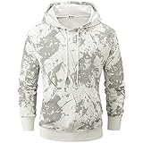 KLIEGOU Men's Fashion Graphic print hooded sweatshirt(388WY White XXL)