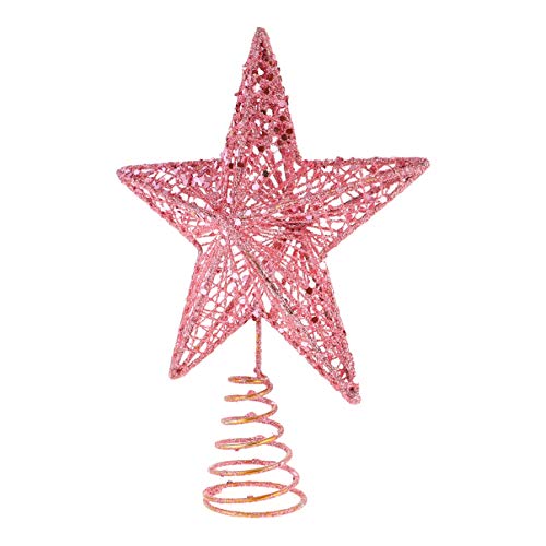 Topo de Árvore de Natal Amosfun Estrelas de Ferro Glitter 3D Estrelas de Cinco Pontas, Ornamentos de