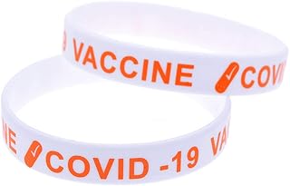 2 Pack Silicone COVID-19 Vaccine Shot Identification Bracelet Vaccinated Injection Awareness Reminder Band for Adults Men Women,with Aid Bag