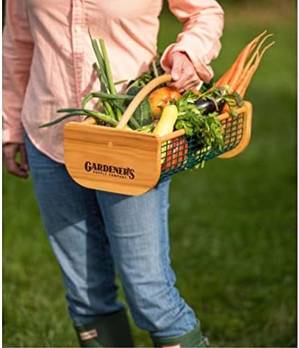 Gardener's Supply Company Large Garden Harvest Basket | Versatile Gardening & Vegetable Gathering Hod | Natural Smooth Pine - Maple Frame and Coated Mesh | 9"L x 11"W x 11"H - Thumbnail 4