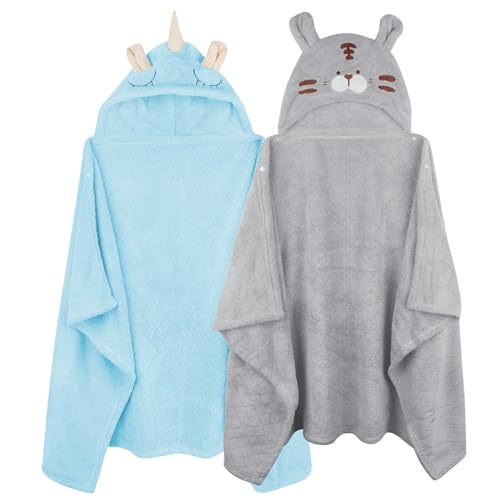 Image of Toddler Hooded Towel Kids Bath Towels Baby Bath Towels for Boy Girl 0-5 Years, 2-Pack Soft & Absorbent Toddler Bath Towel Baby Hooded Bath Towels for Babies, Thick Large 50''x32'' Hooded Baby Towels