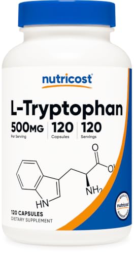 Nutricost L-Tryptophan 500mg, 120 Capsules, with BioPerine, Gluten Free
