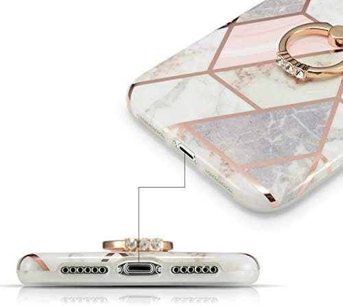DEFBSC iPhone 11 Marble Case with Ring Kickstand, Marble Design 360 Degree Rotating Ring Grip Case, Soft TPU Shockproof Impact Protection Cover for 6.1 inch iPhone 11