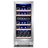 STAIGIS Wine Fridge, 15 inch Wine Cooler 29 bottles Dual Zone | Built-In or Freestanding, Under Counter Wine Refrigerator with 40-66°F For Home Kitchen Bar