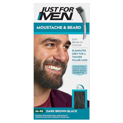 Just for Men Brush in Color Gelformel Bart Und Schnurrbart, schwarzbraun, 3er Pack (3 x 28.4 g)