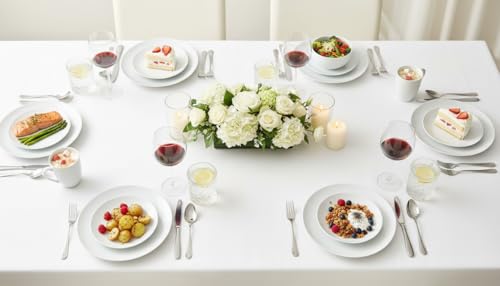 12PC Dinnerware Porcelain White Set: 4 Dinner Plates, 4 Side Plates & 4 Bowls. Dishwasher & Microwave Safe. - Image 6